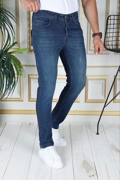 phantom jns by sekman Ανδρικό τζιν παντελόνι Phantom Jeans Tint Green By Zıpkın Slim Fit Frayed Nailed Denim Jean