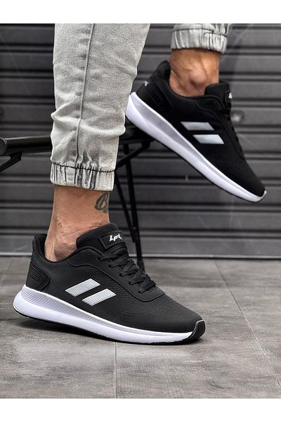 Weynes Ανδρικό μαύρο λευκό πλεκτό με κορδόνια casual sneaker WSB4014