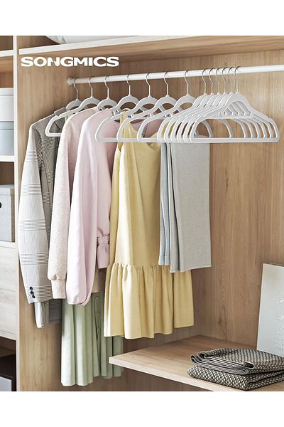 AXE HOME White 20-Piece Non-Slip White Hanger Clothes Hanger with Tie and Trouser Hanger