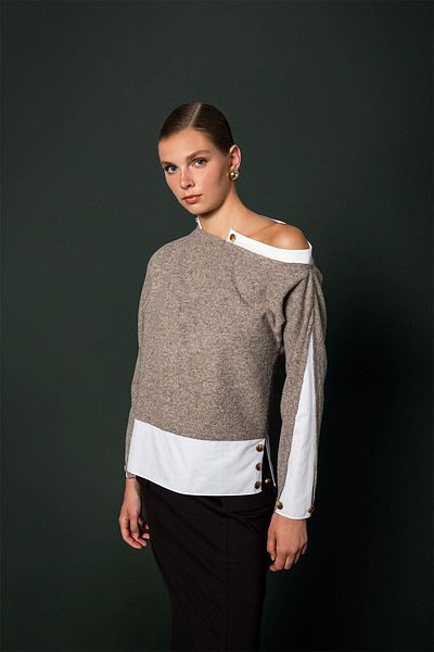 KAMEYA Shoulder Open Knitwear Bluz 25W10613