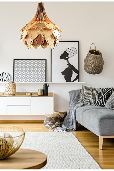 hü ma tasarım ve aksesuar Palmiye Modern Aydınlatma Tasarım Globe Küre Doğal Ahşap Mdf 3d Lazer Kesim Rustik Salon Avize