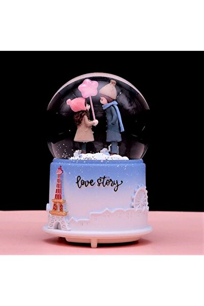 Livava Aşk Hikayesi Büyük Boy Kar Küresi Işıklı, Müzikli, Püskürtmeli, Mavi, ...