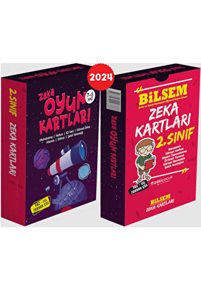 Evrensel İletişim Yayınları 2.Sınıf BİLSEM Zeka Kartları + Zeka Oyun Kartları / 7-8 Yaş / Yaz Sil Tekrar Çöz / IQ Testi Dikkat