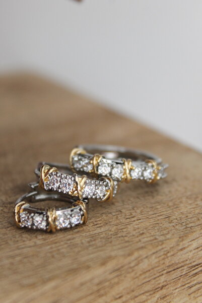 Nenya أقراط دائرية من الفولاذ بتصميم تيف من حجر الزركون - 3 قطع صغيرة إلى كبيرة