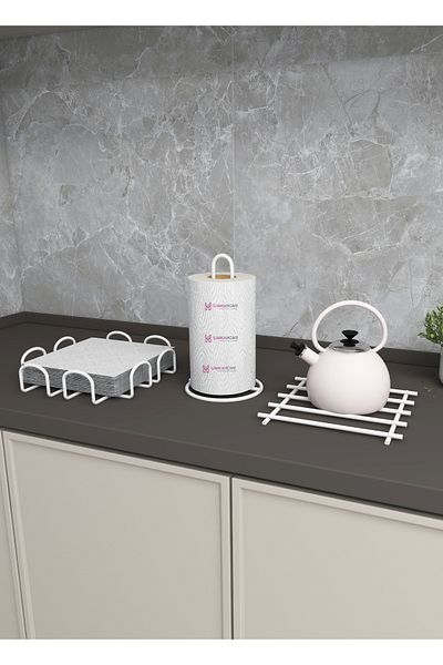 UmkaHome Serving Presentation Set Towel Holder Napkin Holder Trivet Stainless Steel 3-Piece Kitchen Set
