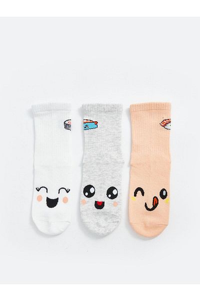 LC Waikiki LCW Kids Patterned Girl's Socket Socks 3-Pack