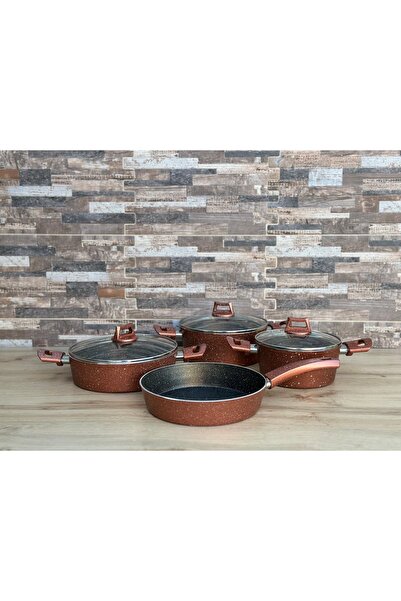 Mehtap Orkide 7 parça Granit Tencere Seti(rosegold)