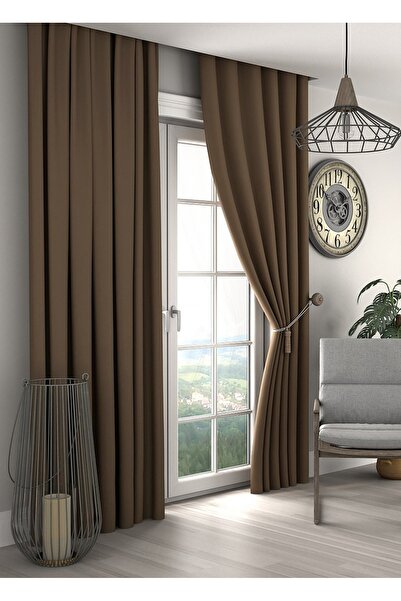 Pierre Cardin Lüks, Çikolata Kahve  Blackout Kalın Karartma Güneşlik Perde (EN X BOY PİLESİZ TEK KANAT)