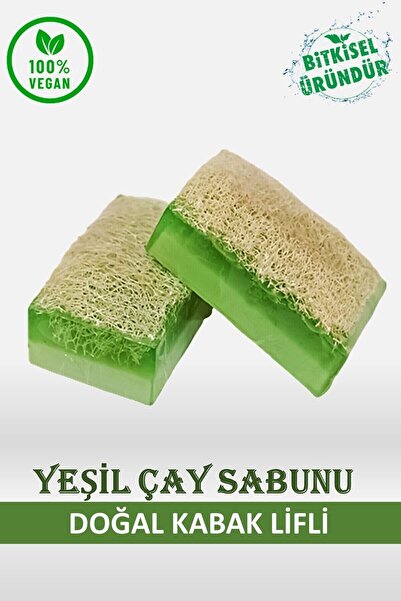 bermark El Yapımı Doğal Kabak Lifli Yeşil Çay Sabunu 1 Adet 120 Gr