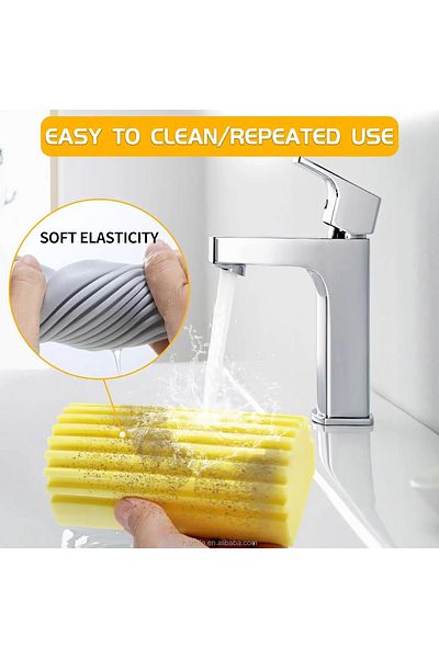 HACIOGLU STORE 2 Pieces Magic Damp Sponge Water Absorbent Dish Sponge and Brush Kitchen Cleaning Sponge