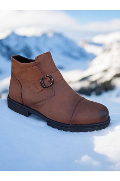 Bonjey Faux Leather Tan Unisex Casual Zippered Shearling Men's Chelsea Boots Winter