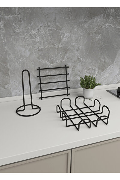 UmkaHome Servis Sunum Seti Havluluk Peçetelik Nihale  Paslanmaz Çelik 3 Lü Mu...