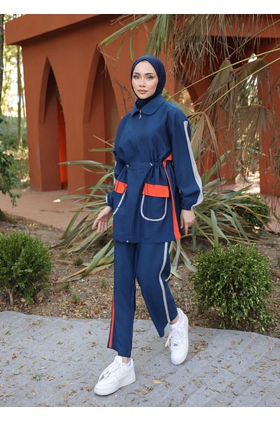 Ryzi Moda Σετ Φούτερ Hijab με φερμουάρ - Σετ των δύο