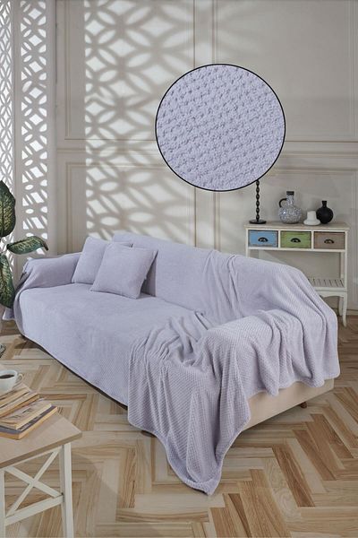 LADYNİL Husă de canapea Wellsoft gri - cu brațe care acoperă și pătură TV 180x300 2 buc. Huse de pernă 45x45