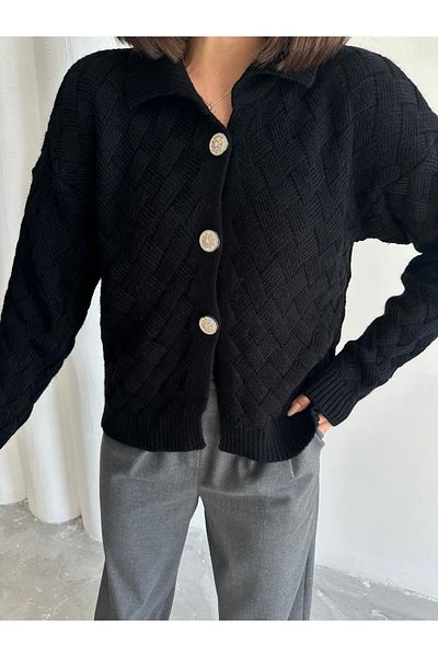 NATUFIAN STORE Women's Patterned Buttoned Knitwear Cardigan