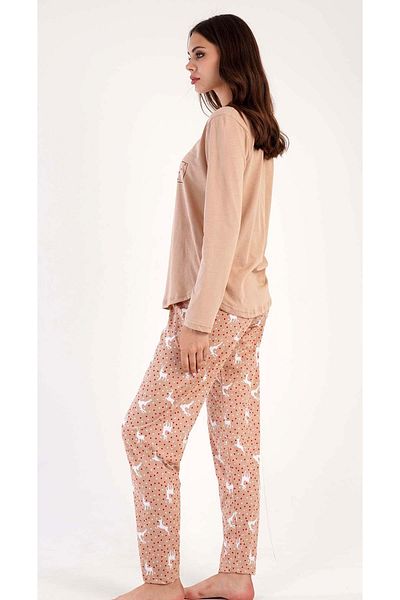 VİENETTA Vienetta Light Brown Γυναικείο Σετ Πιτζάμες με μακρυμάνικο P.Supreme