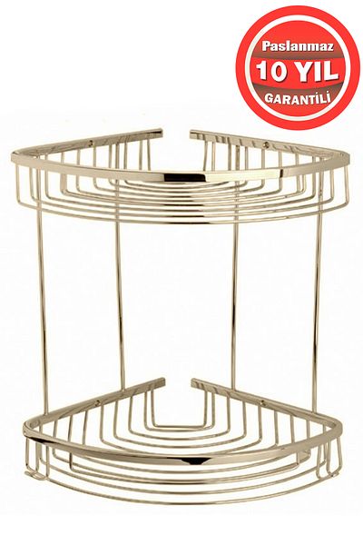 ÇELİK BANYO Stainless Brass Destina - 2-Piece 22X22 cm Shampoo Holder under Bathroom