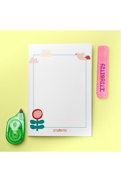 itsybitsy Bird and Flower Patterned 11X15 Notepad, Notepad, Memo Pad - Amulet Series