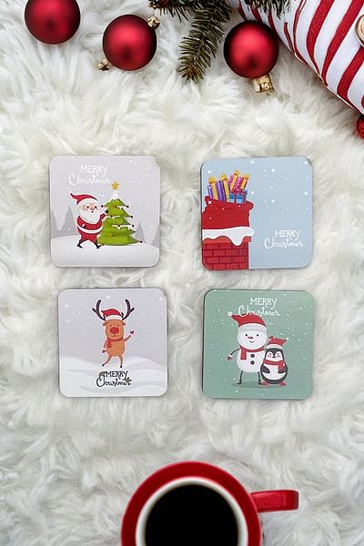 WMTasarim 4 Christmas Themed Coasters