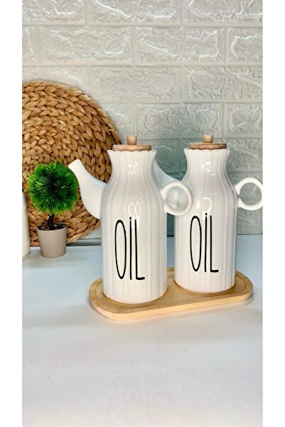 MODA OZY مجموعة وعاء زيت زيتون/زيت سائل سعة 1000 مل مع حامل خشبي (الملصق غير ...
