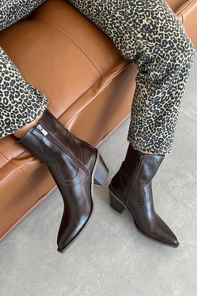 STRASWANS Jose Women's Wrinkled Leather Heeled Boots - Brown