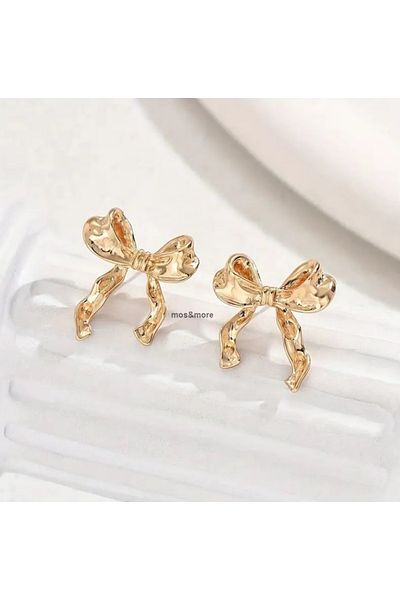 mos&more Gold Bow Design Women's Earrings