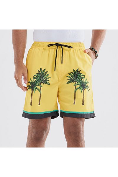 FAV Palm Tree Print Shorts with Drawstring Closure and Pockets
