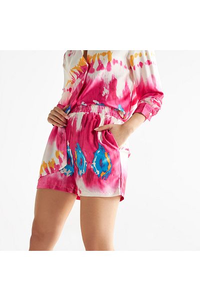 FAV Tie-Dye Print Shorts with Elasticated Waistband and Pockets