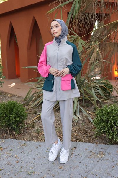 Ryzi Moda Σετ φόρμας διπλής Hijab Double Crep Fabric