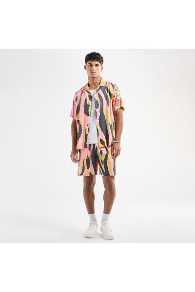 FAV All-Over Print Flexi Waist Shorts with Pockets and Drawstring Closure