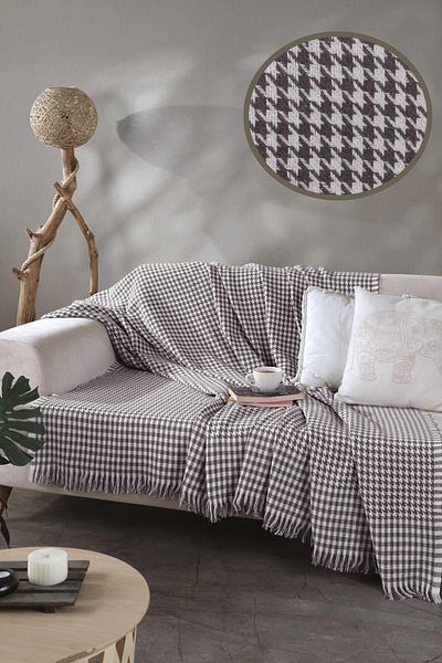 LADYNİL 170x210 Anthracite Houndstooth Sofa Cover