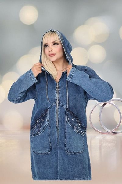 Truva XXL Plus Size Hooded Denim Coat