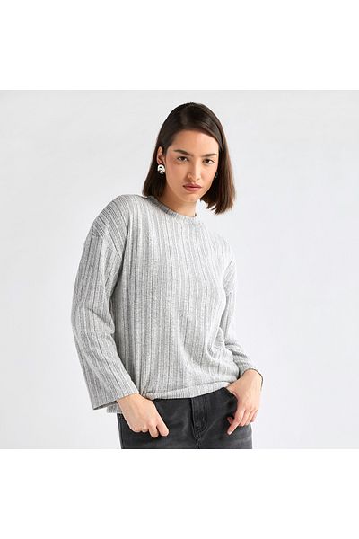 FAV Ribbed High Neck Sweater with Long Sleeves
