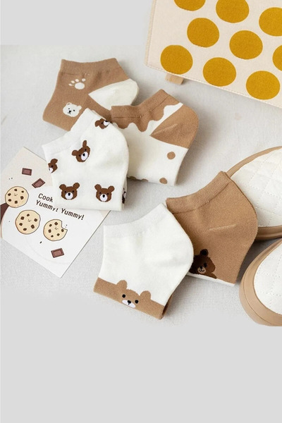 KRAVEN Women's 5-Piece Bear Detailed Short Socks (29)
