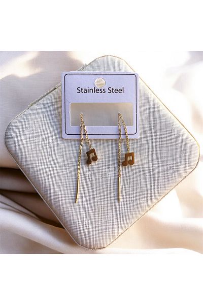 My Home Carpet Stainless Steel Chain Earrings with Note Detail