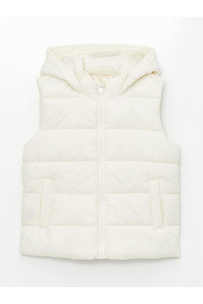 LC Waikiki LCW Kids Ecru με κουκούλα για κορίτσια φουσκωτό γιλέκο İMREX GLOBAL
