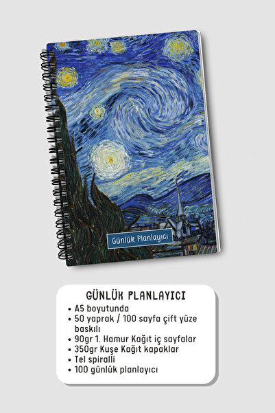 Eldesen Tasarım Van Gogh 3'lü Planlama Seti, Günlük Planlayıcı, Haftalık Planlayıcı, Yapılacaklar, Akademik Ajanda