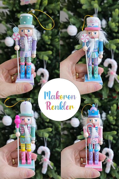 PEKSHOP Πρωτοχρονιάτικα Macarons Colorful Lead Soldiers - Σετ 4 Στολίδια Δέντρων Καρυοθραύστη