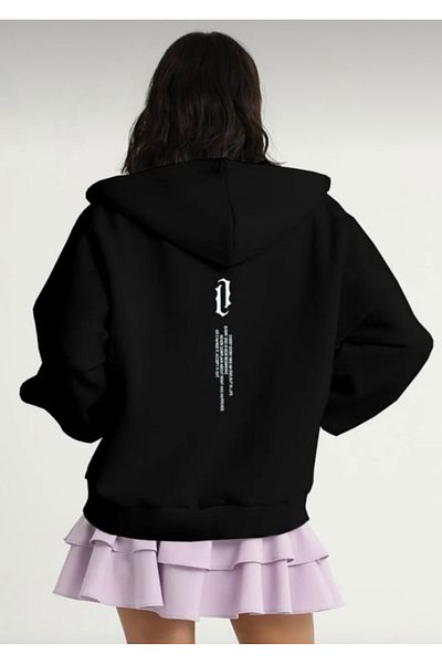 DEZZİİ Φούτερ Unisex με κάθετη εμπριμέ ζακέτα με φερμουάρ