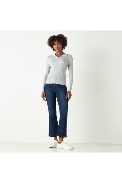 2Xtremz Ribbed Sweater with Long Sleeves and Collared Neckline