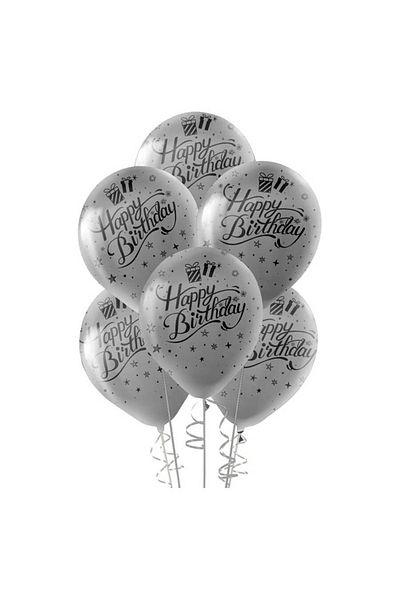 Öz-bal Happy Birthday Themed 10 Pcs Metallic Balloons - for Birthday Celebrations with Environmental Print
