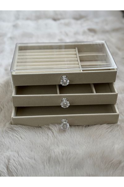 PearleSun Modern 3 Drawer Jewelry Boudoir Jewellery Box Organizer Organizer
