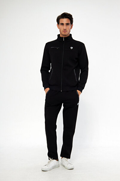 Marco Ferry Men's Black Half Turtleneck Straight Leg 3 Thread Raised Winter T...