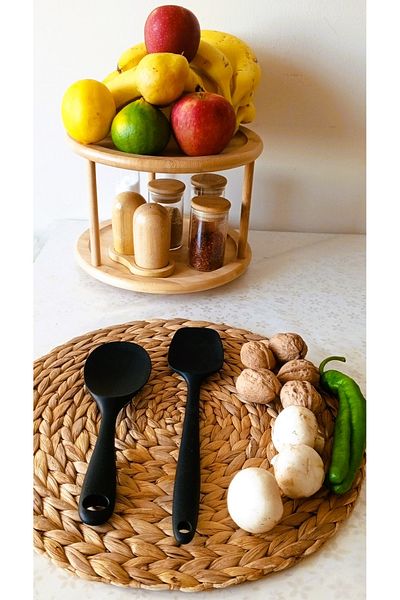 TARIK HOME Set of 2 Hard Tip Heat Resistant Fireproof Non-Stick Silicone Spoon Set 2 Pieces