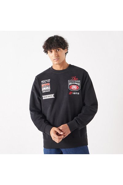 ECKO Embroidered Sweatshirt with Long Sleeves and Round Neck