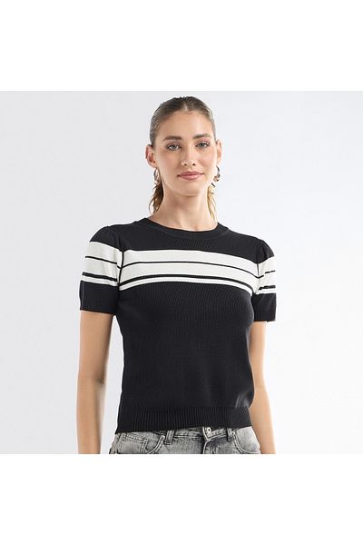 FAV Striped Crew Neck T-shirt with Short Sleeves