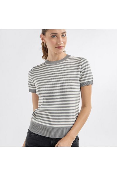 FAV Striped Crew Neck T-shirt with Short Sleeves