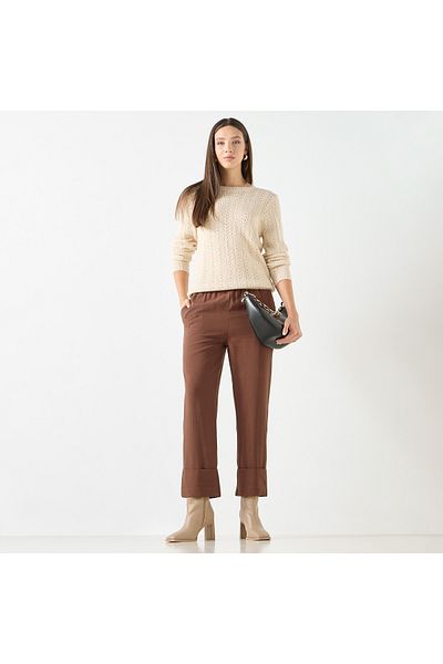 Iconic Textured Sweater with Round Neck and Long Sleeves