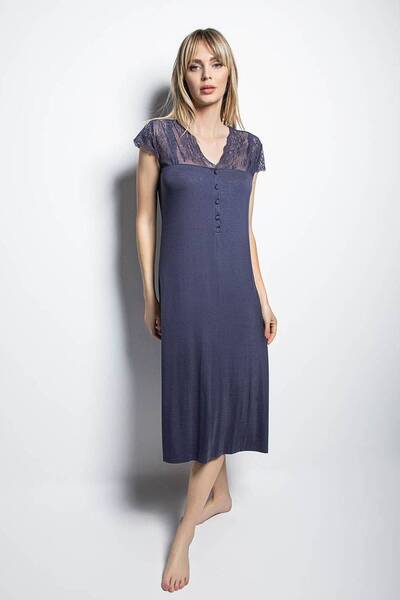 MONAMİSE Monamise 18404 Cămașă de noapte cu mânecă scurtă - bleumarin