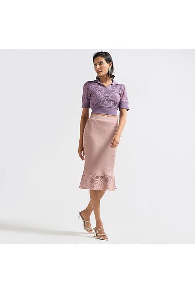 FAV Textured Pencil Skirt with Elasticated Waistband